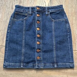 Madewell Dark Blue Denim Mini Skirt with Copper Buttons Vintage inspired look